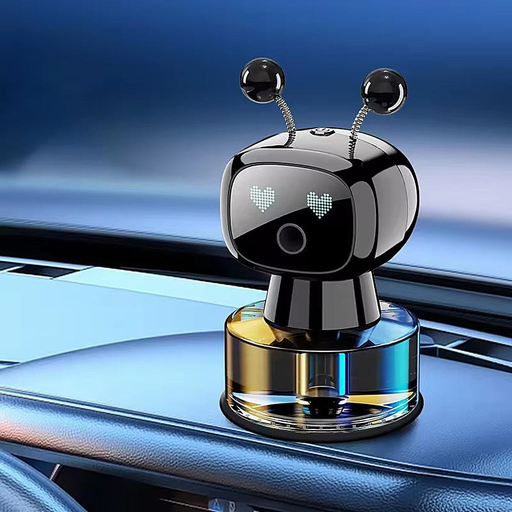 Black Bronvex Classic robot diffuser standing on a car dashboard